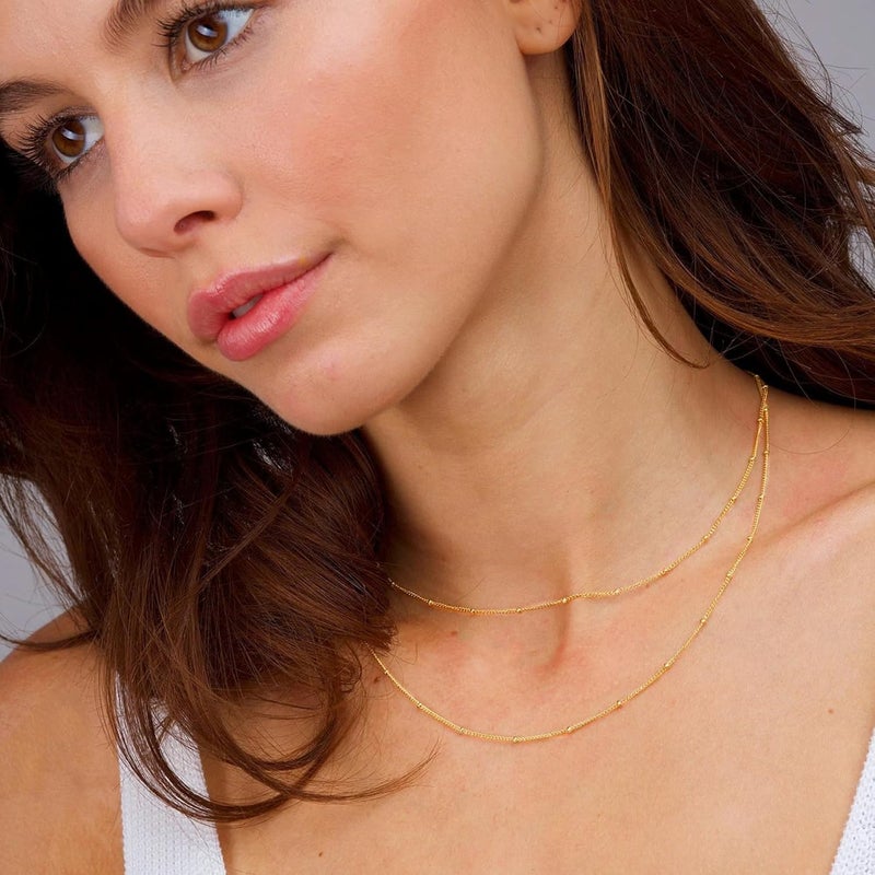 Dodder Store Gold Layered Necklaces for Women, 14K Gold Plated Dainty Gold Chain Choker Necklace Stack, Herringbone Gold Necklaces Set - Image 2